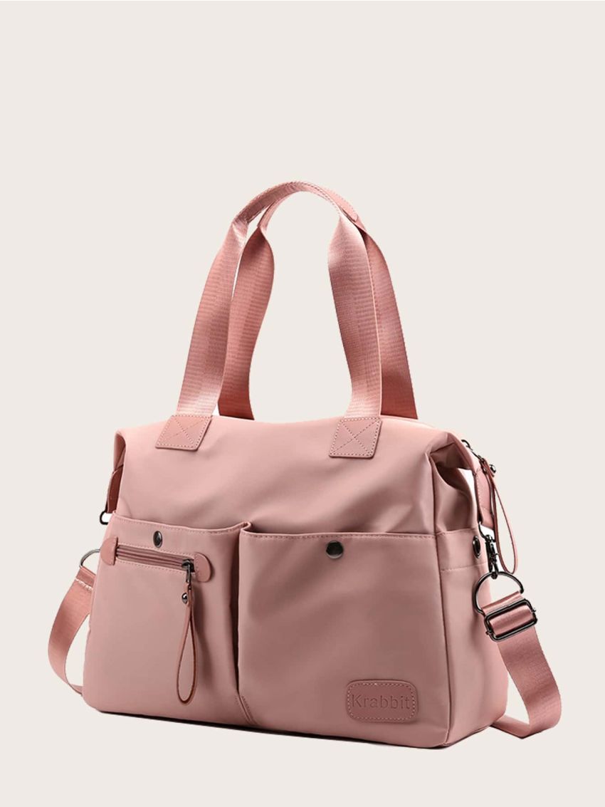 Letter Patch Multi-Compartment Crossbody Bag