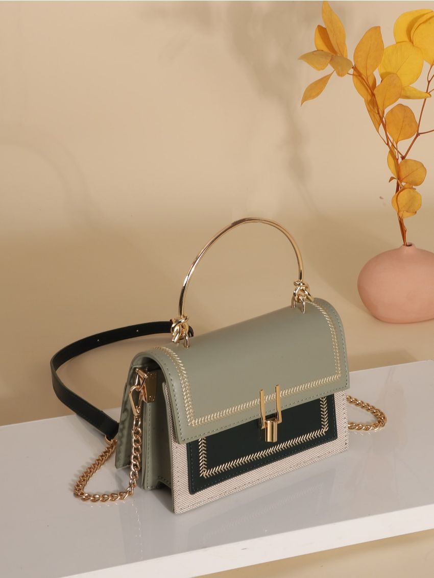 Mini Stitch Trim Flap Satchel Bag