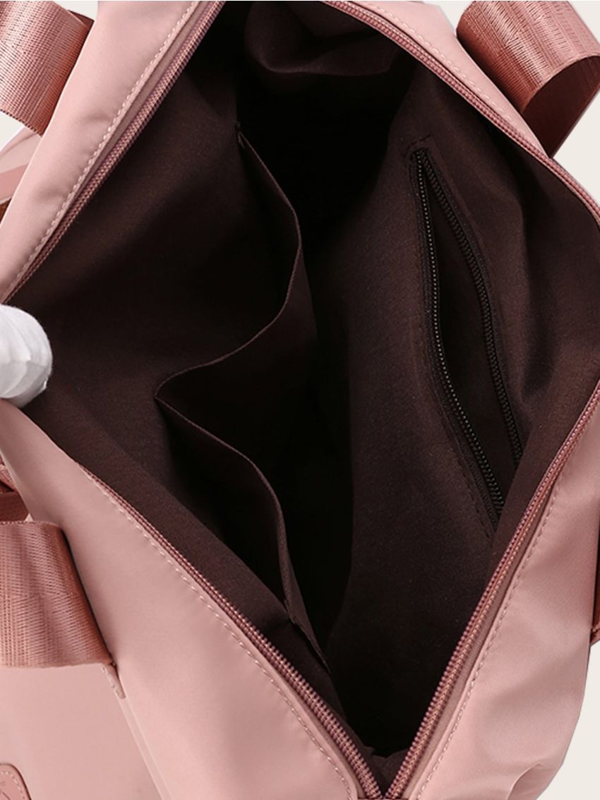 Letter Patch Multi-Compartment Crossbody Bag