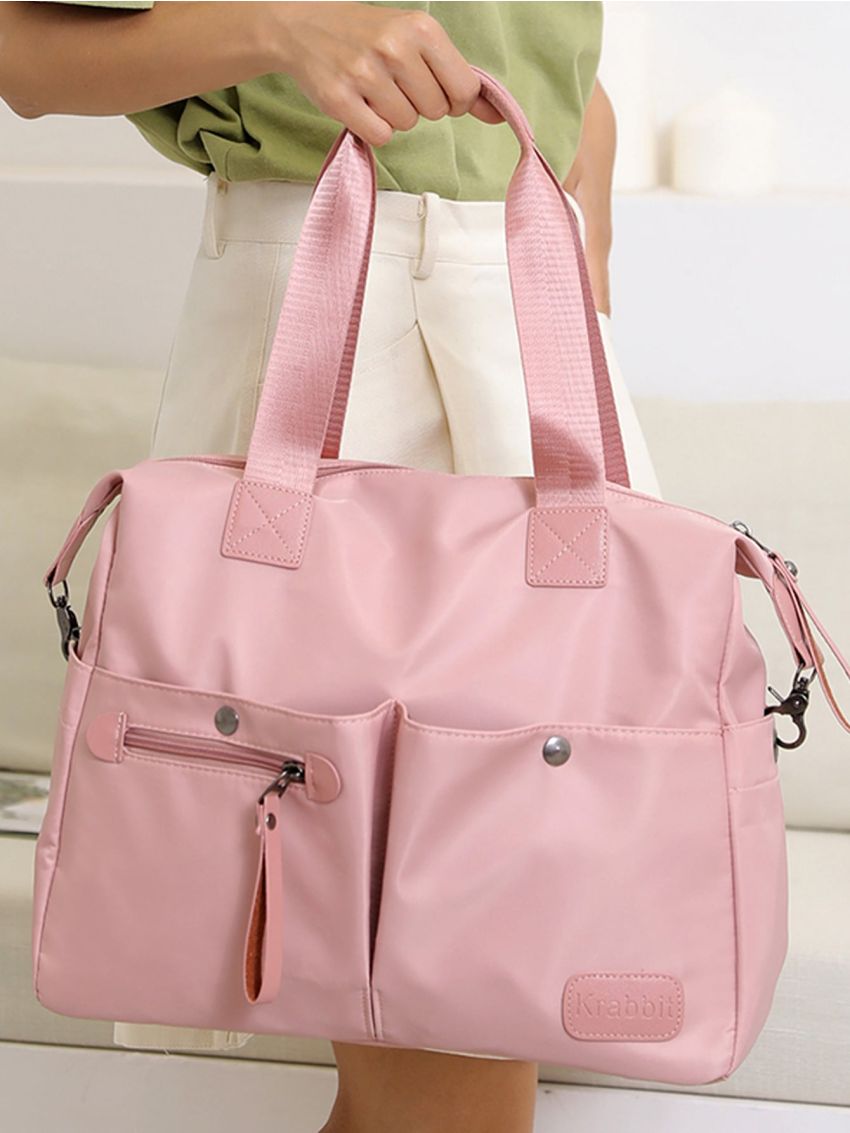 Letter Patch Multi-Compartment Crossbody Bag