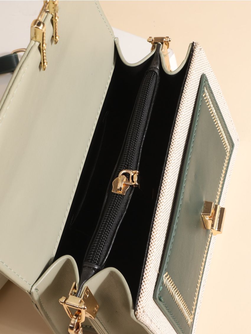 Mini Stitch Trim Flap Satchel Bag