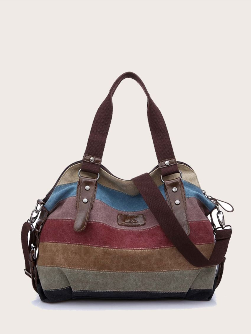 Color Block Tote Bag