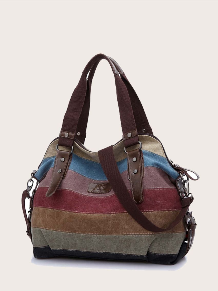 Color Block Tote Bag