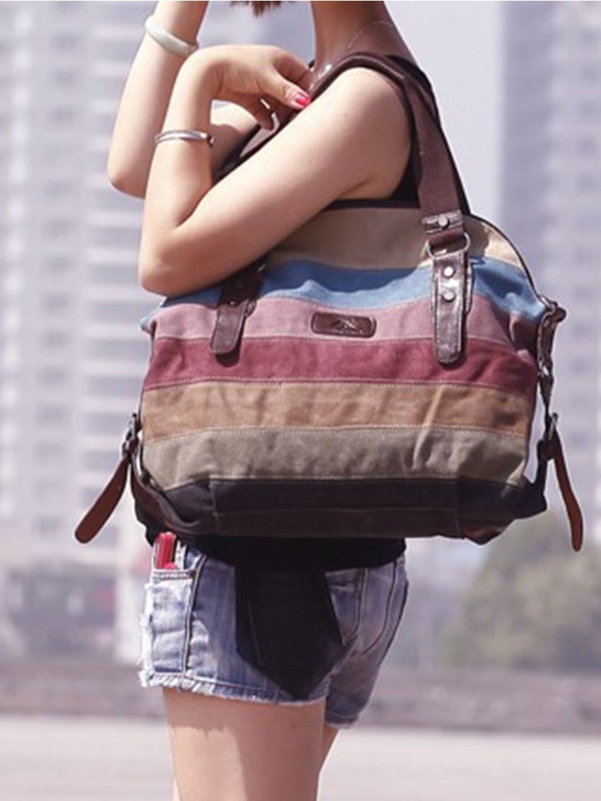 Color Block Tote Bag