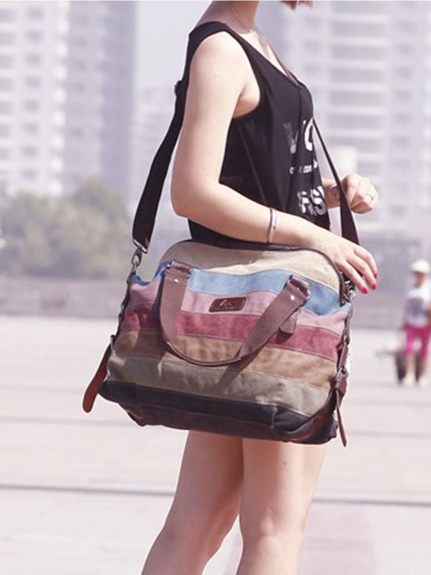 Color Block Tote Bag