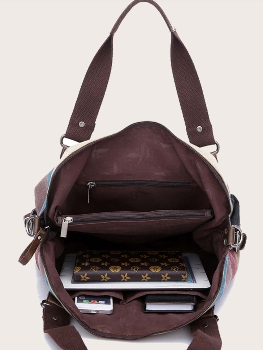 Color Block Tote Bag