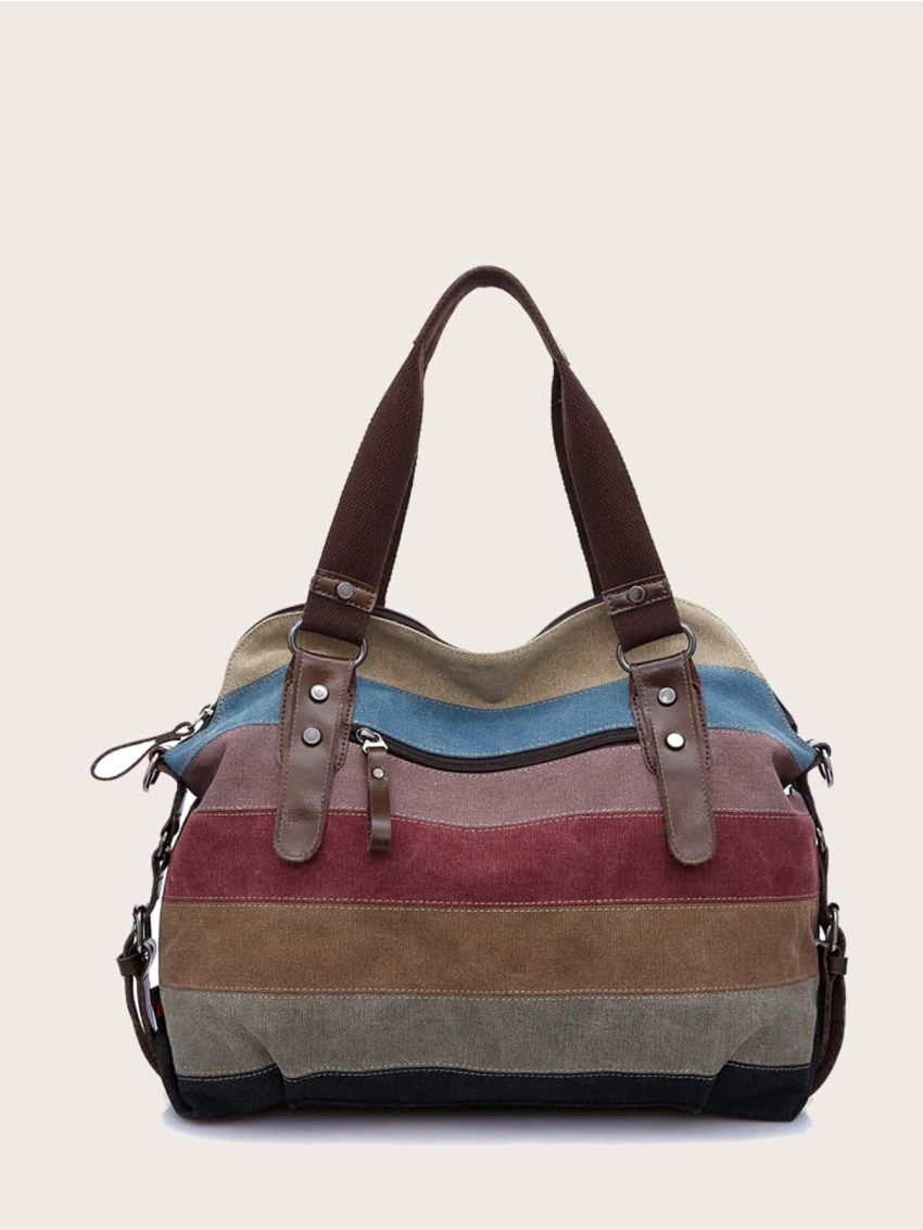 Color Block Tote Bag