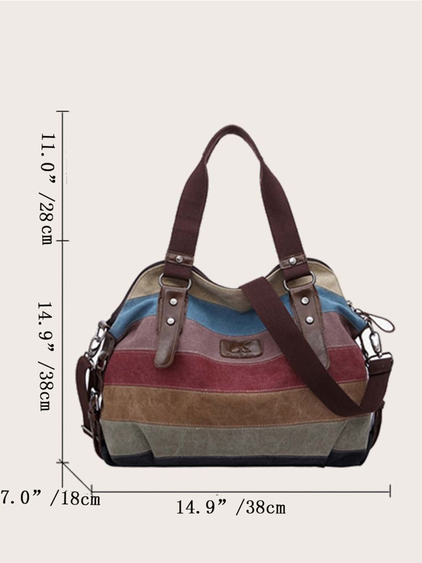 Color Block Tote Bag