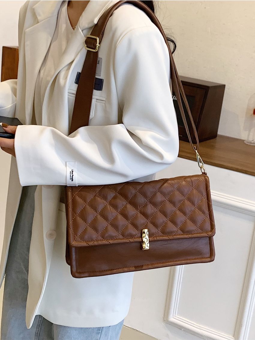 Metal Decor Quilted Square Bag