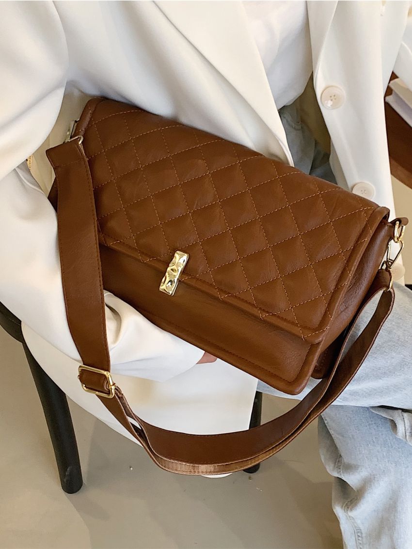 Metal Decor Quilted Square Bag