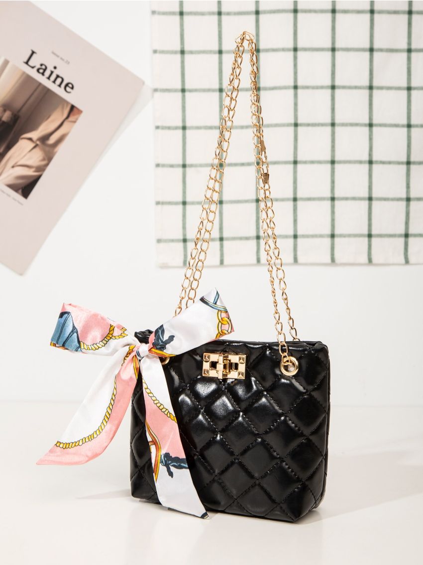 Mini Twilly Scarf Decor Quilted Square Bag