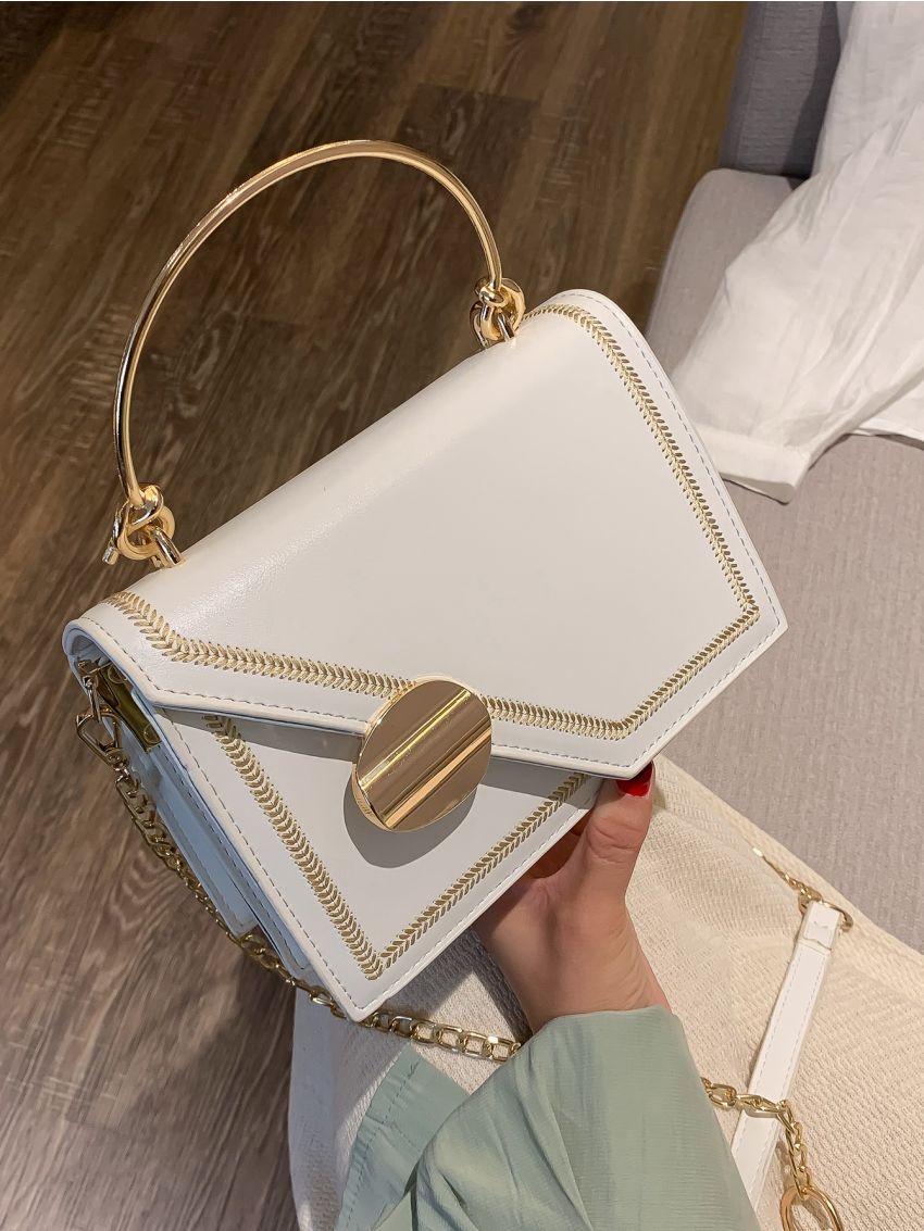 Mini Stitch Trim Flap Chain Satchel Bag