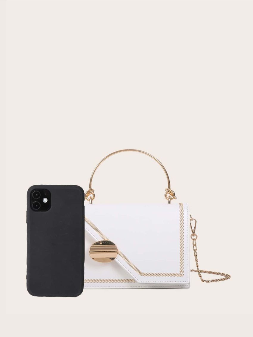 Mini Stitch Trim Flap Chain Satchel Bag