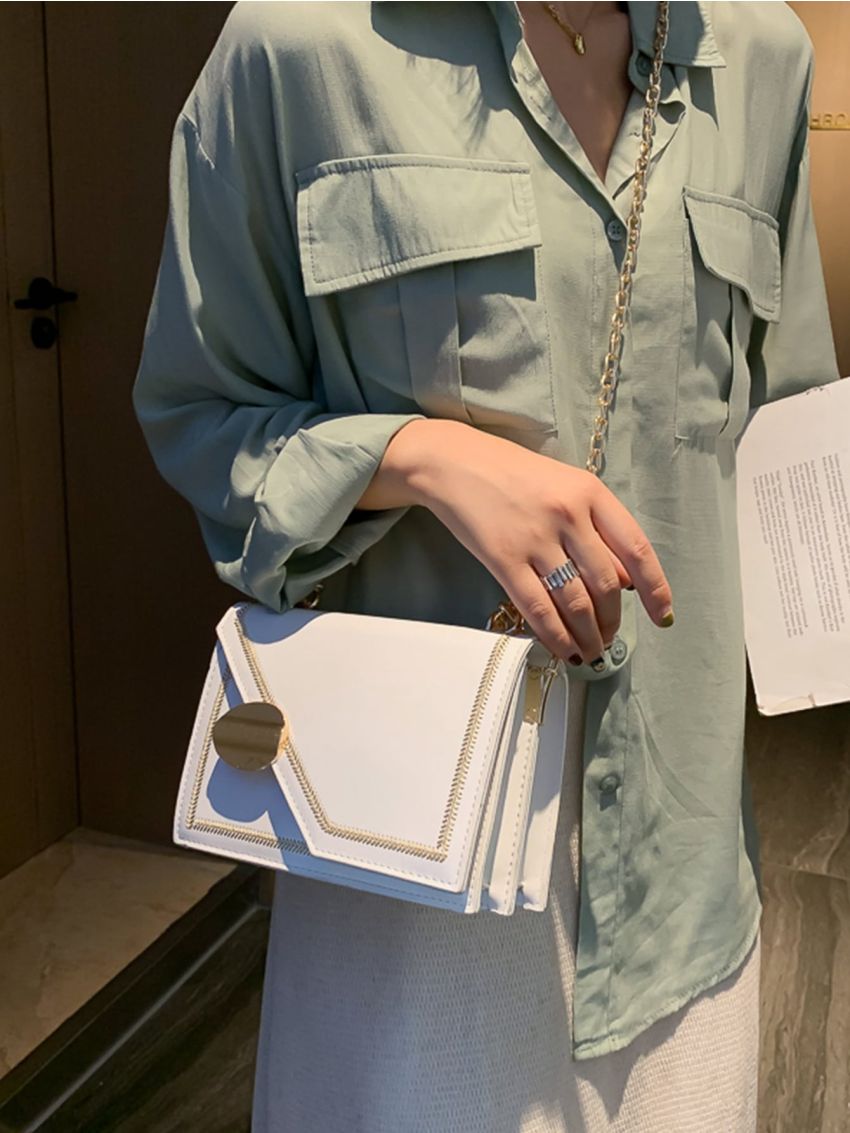 Mini Stitch Trim Flap Chain Satchel Bag