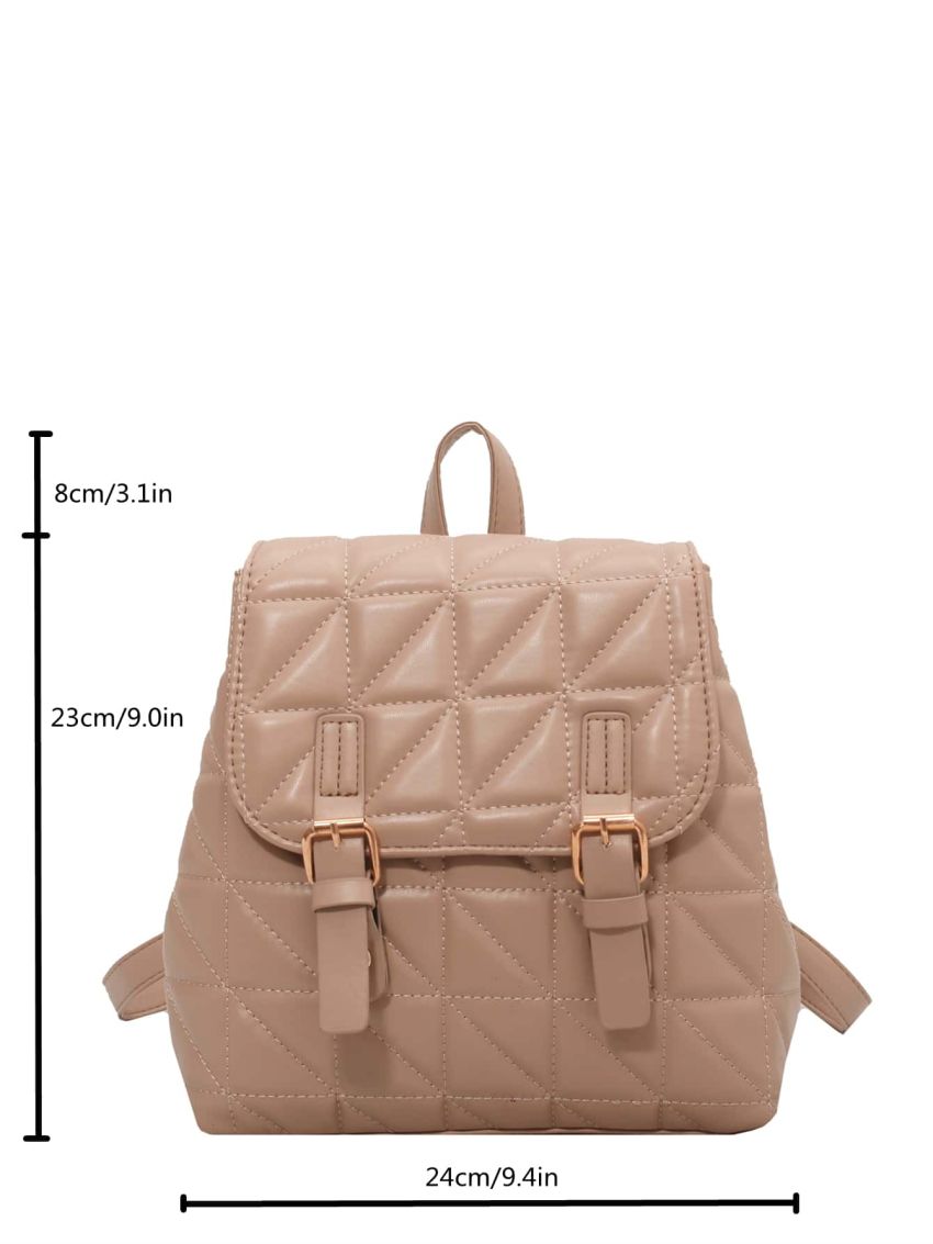 Quilted Buckle Decor Flap Backpack