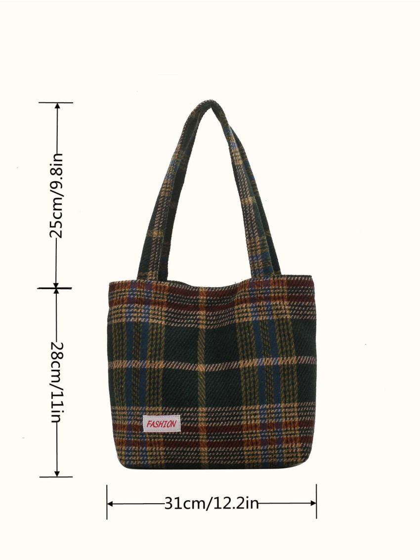 Tartan Large Capacity Tote Bag