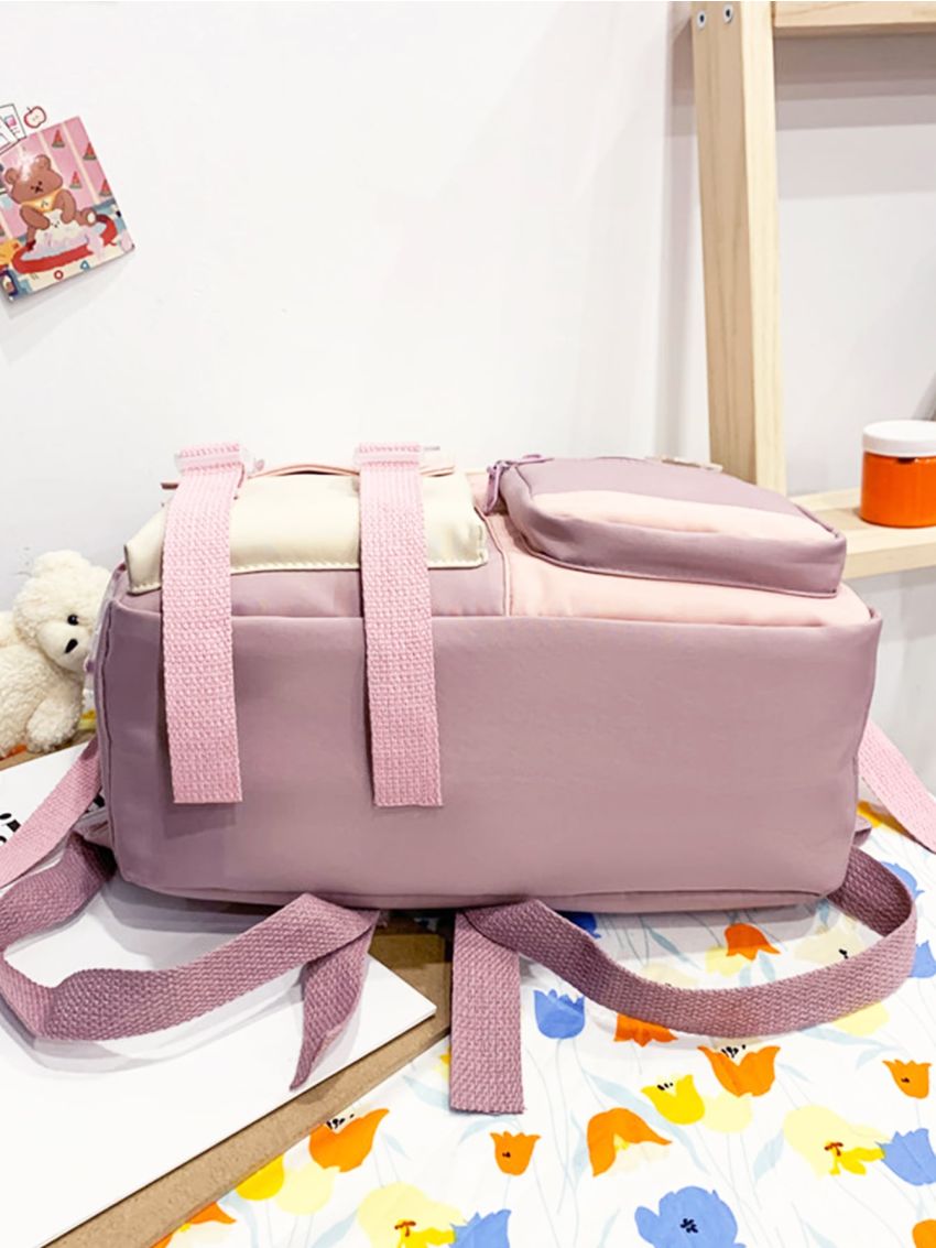 Colorblock Large Capacity School Bag