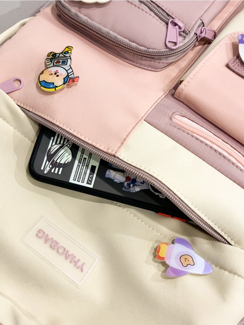 Colorblock Large Capacity School Bag