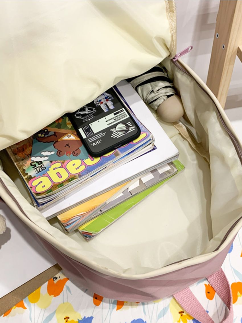 Colorblock Large Capacity School Bag