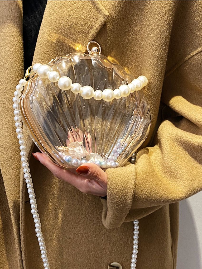 Mini Clear Faux Pearl Decor Dome Bag