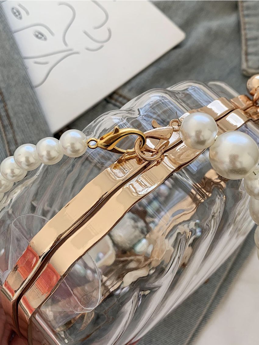Mini Clear Faux Pearl Decor Dome Bag
