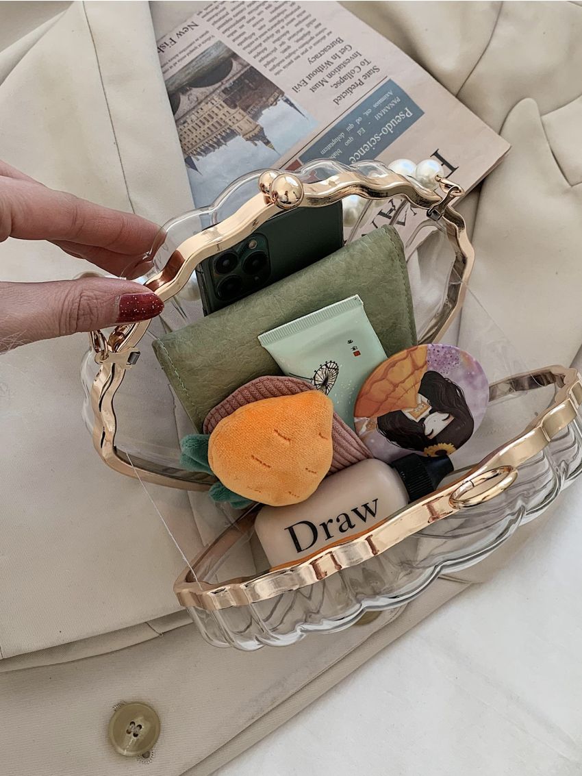 Mini Clear Faux Pearl Decor Dome Bag