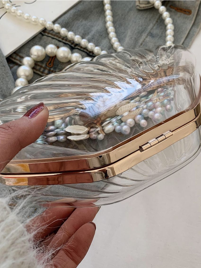 Mini Clear Faux Pearl Decor Dome Bag