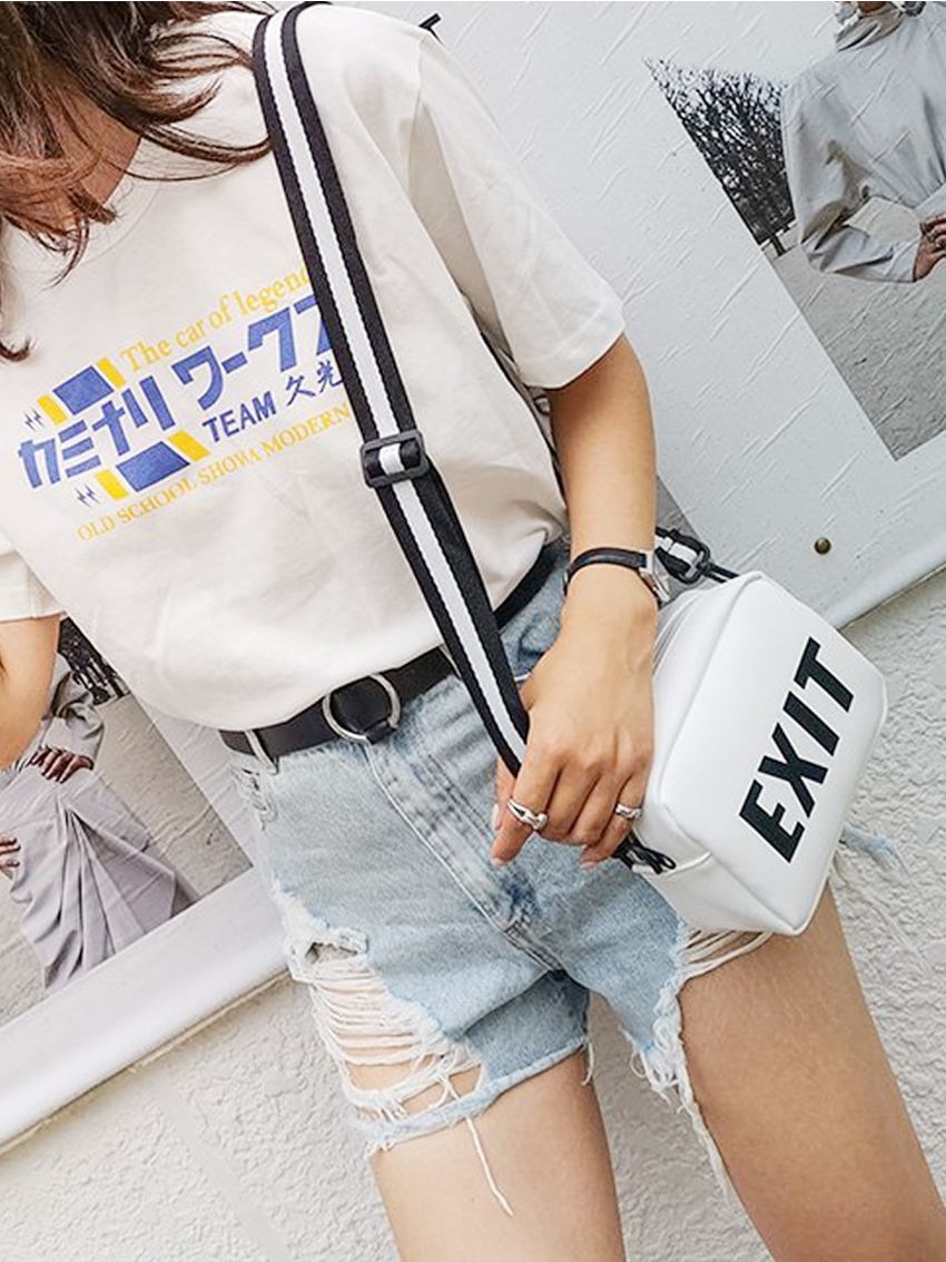 Letter Graphic Crossbody Bag