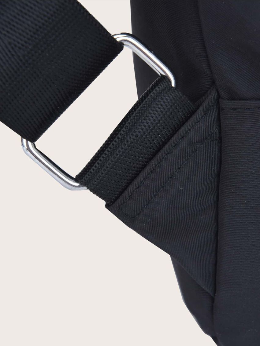 Mini Metal Letter Decor Zipper Front Sling Bag