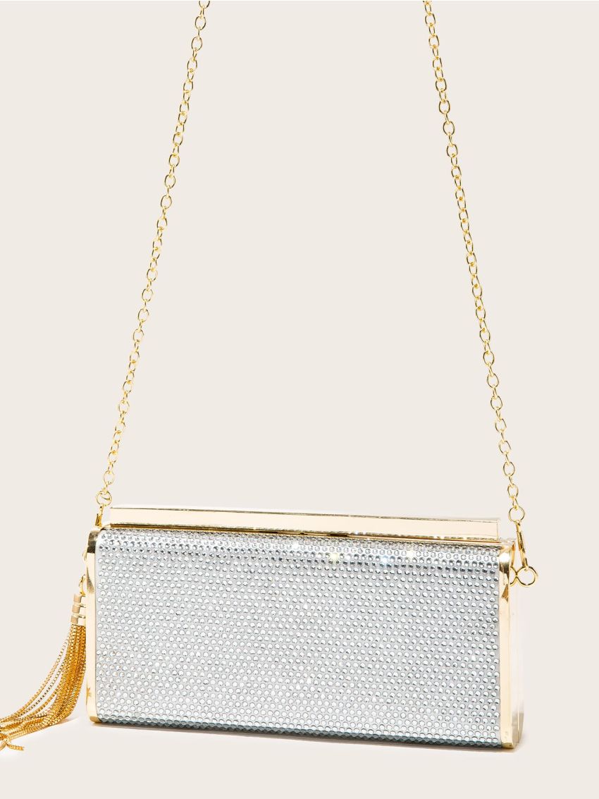 Metallic Tassel Detail Chain Evening Bag