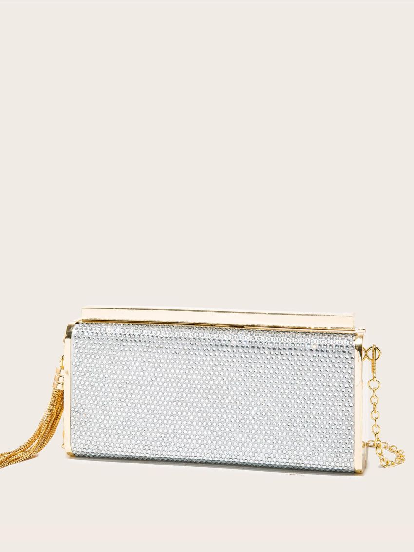 Metallic Tassel Detail Chain Evening Bag