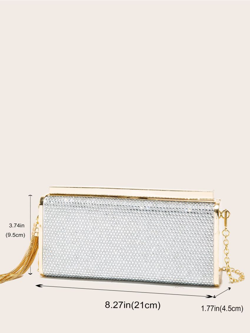 Metallic Tassel Detail Chain Evening Bag