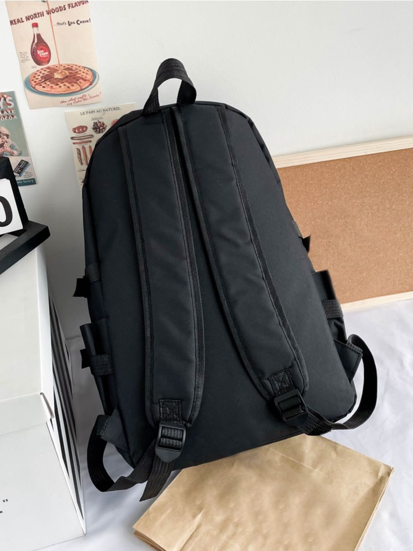 Buckle Decor Letter Graphic Backpack