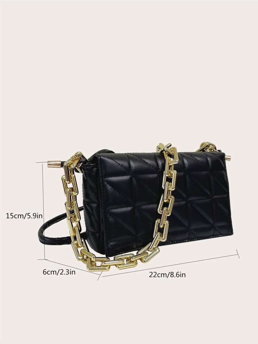 Quilted Flap Chain Square Bag