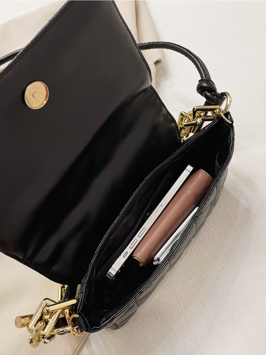 Quilted Flap Chain Square Bag