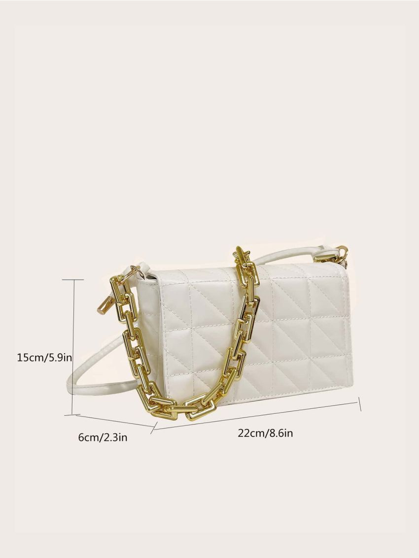 Quilted Flap Chain Square Bag