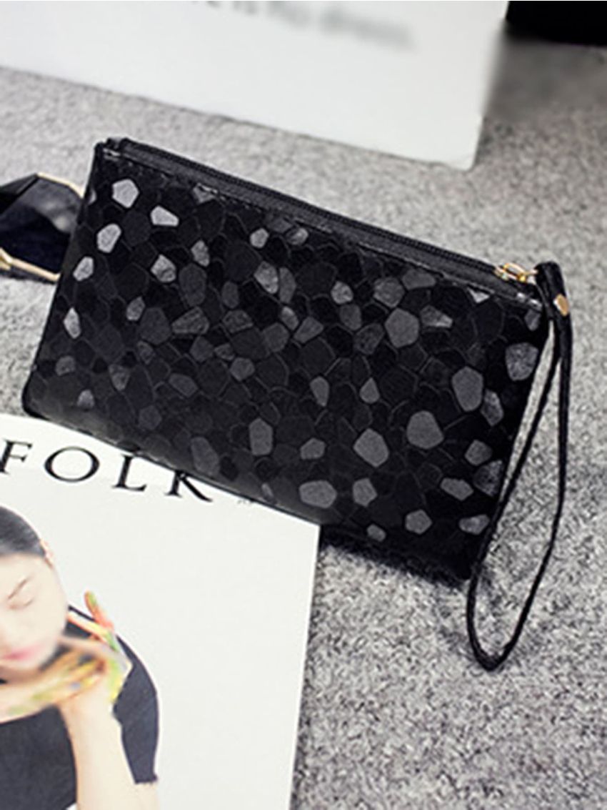Glitter Geo Graphic Clutch Bag