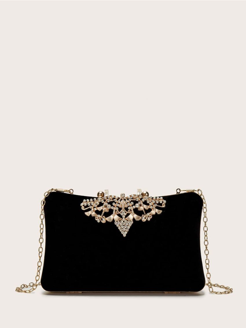 Rhinestone Decor Chain Evening Bag