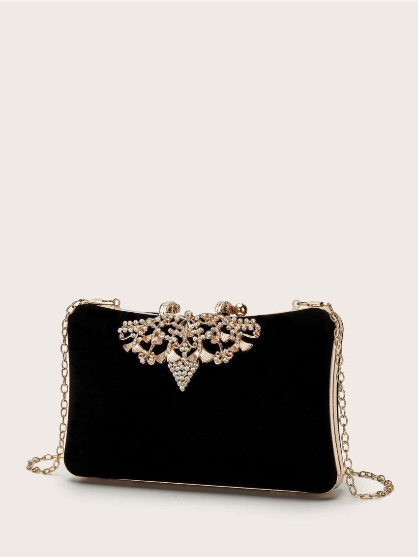 Rhinestone Decor Chain Evening Bag