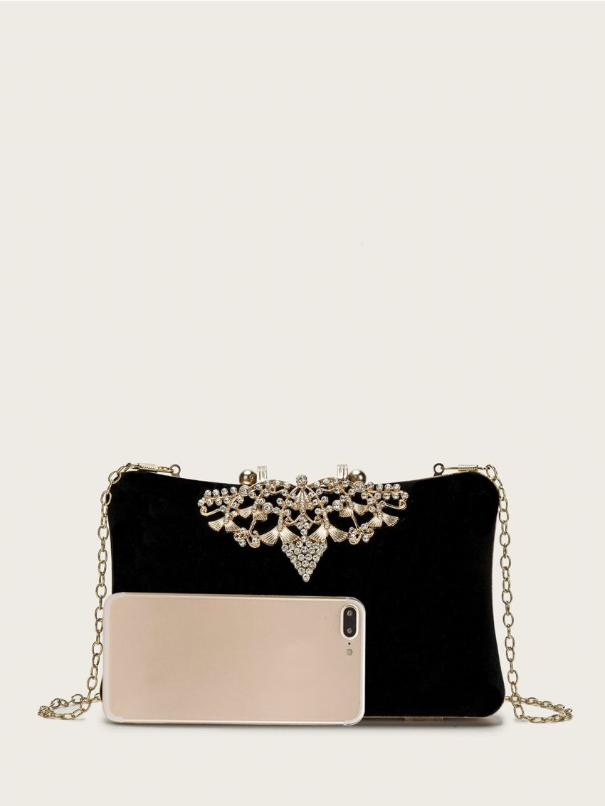 Rhinestone Decor Chain Evening Bag