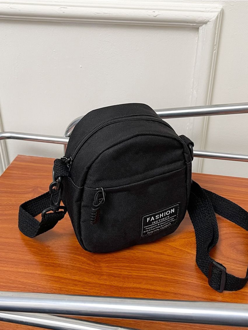 Mini Letter Patch Canvas Crossbody Bag