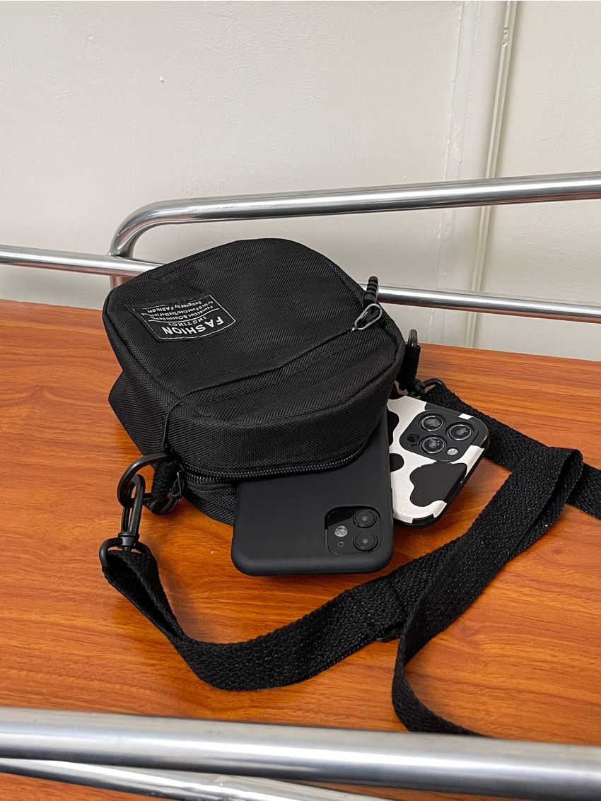 Mini Letter Patch Canvas Crossbody Bag