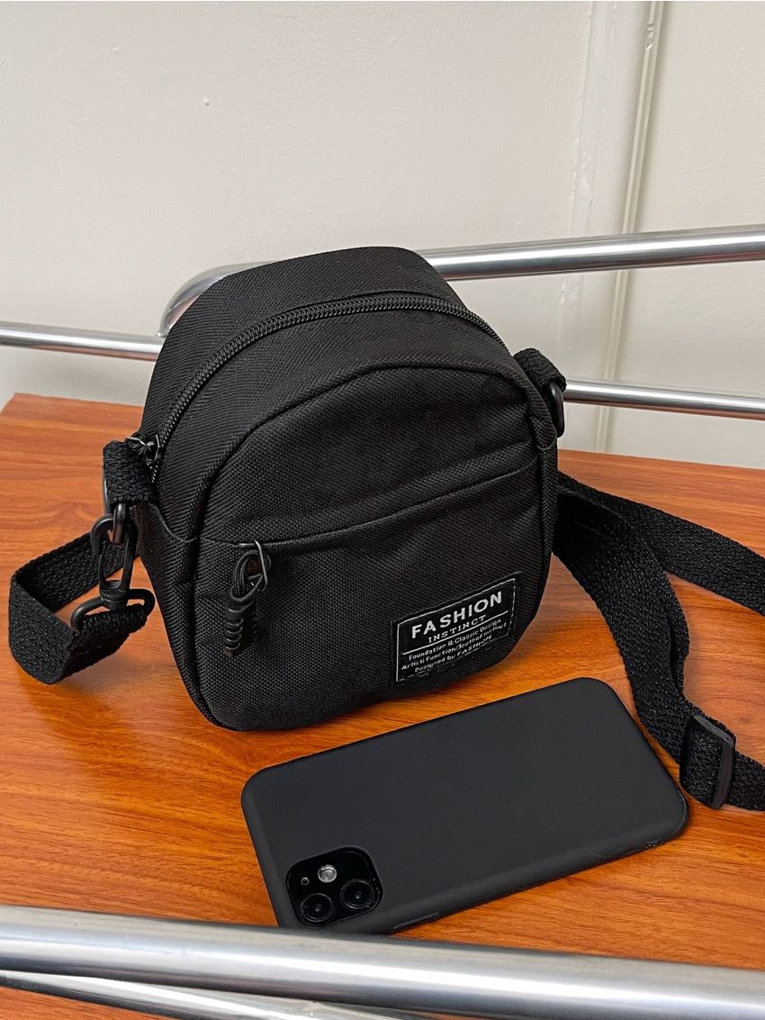 Mini Letter Patch Canvas Crossbody Bag