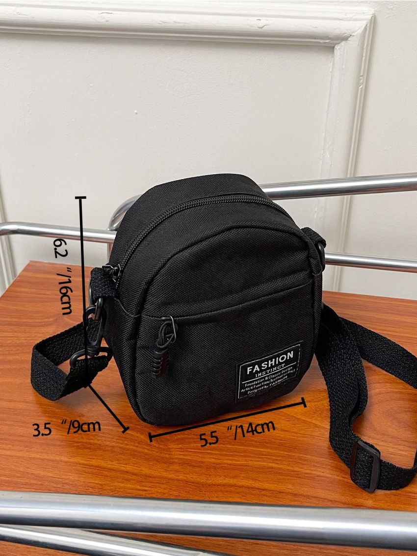 Mini Letter Patch Canvas Crossbody Bag