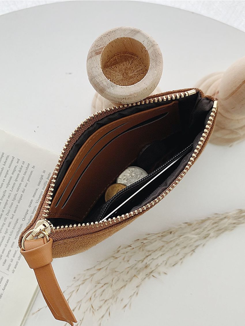 Letter Graphic Corduroy Coin Case