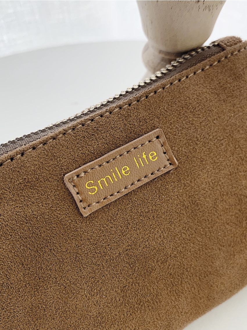 Letter Graphic Corduroy Coin Case