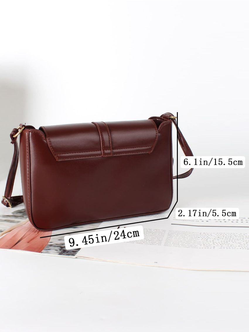 Buckle Decor Flap Crossbody Bag