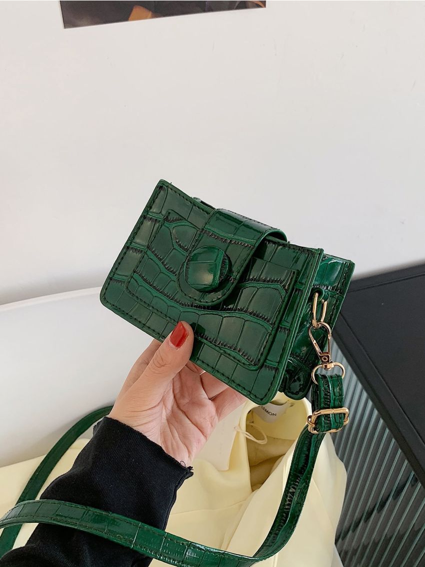 Mini Croc Embossed Crossbody Bag