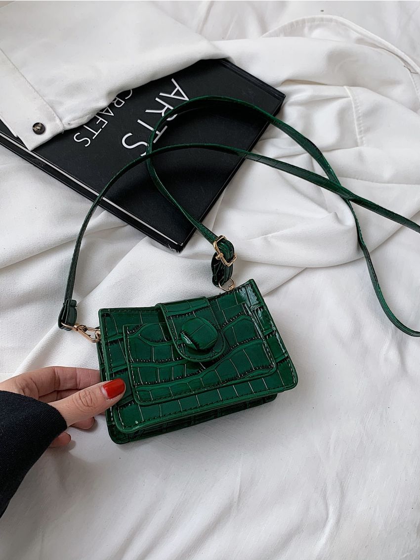 Mini Croc Embossed Crossbody Bag