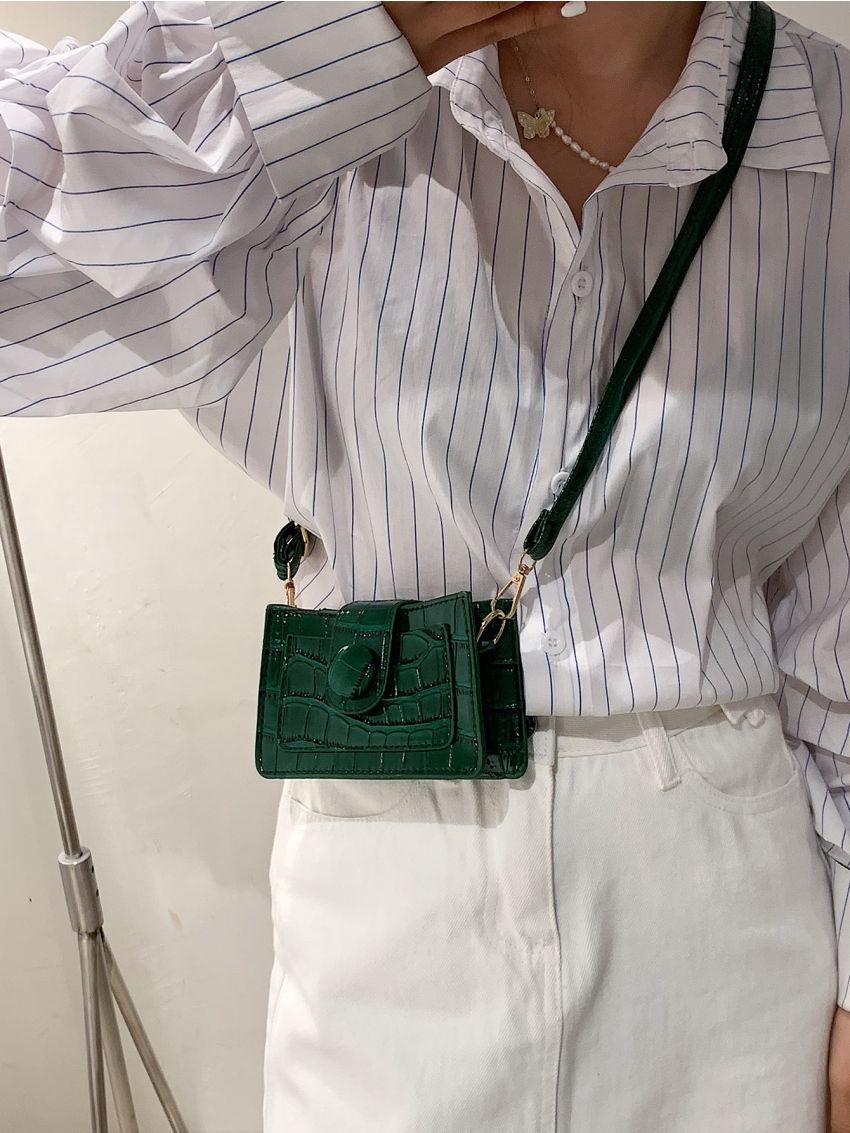 Mini Croc Embossed Crossbody Bag